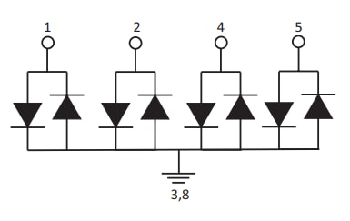 Block Diagram - Littelfuse SP33R6 0.2pF, 12KV TVS Diode Arrays Block Diagram - Littelfuse SP33R6 0.2pF, 12KV TVS Diode Arrays