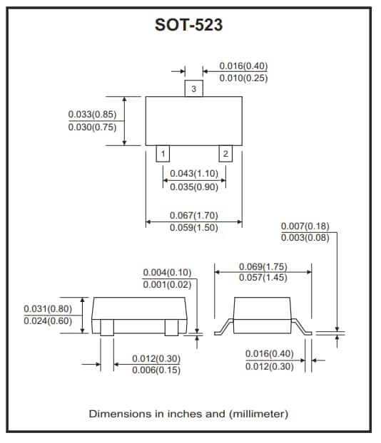 Mechanical Drawing - Comchip Technology MMBD4448HT SMD Switching Diodes